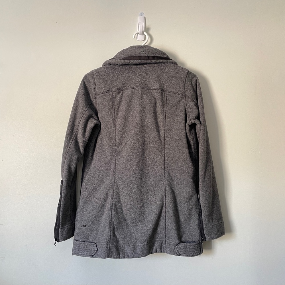 LULULEMON Moto Jacket Ambient Grey Black Fleece Zip Up Asymmetrical Biker Coat 4 - Picture 5 of 12